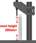 Heat Set Insert Tool with Soldering Iron and M2 to M8 Tips, showing 200mm insert height on stable base with 2040 aluminum Z-axis