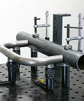 Inserta Clamp For BuildPro Tabletop With Six And A Half Inch Clamp Capacity, Three And A Quarter Inch Throat, Eighth Inch Rail shown in use.