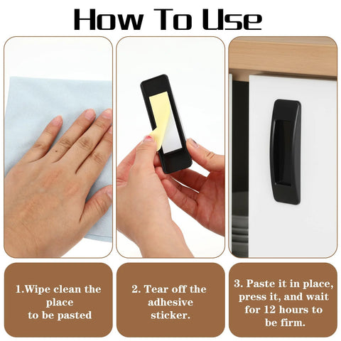 How to use 8 Pcs Plastic Cabinet Drawer Handles Self Adhesive 4 Color Set instructions with step-by-step visuals