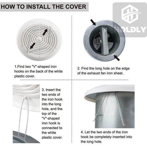 Installation steps for 7 Inch Bathroom Exhaust Fan 50 CFM Quiet 1.0 Sones For 8 Inch Rough In Opening Ideal Ventilation For Bathroom Laundry Room Mobile Home Kitchen Garage Easy Install