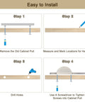 Installation steps for Two Pack Brushed Silver Semicircle Cabinet Pulls With Two And A Half Inch Hole Centers Half Moon Cabinet Door Handles.
