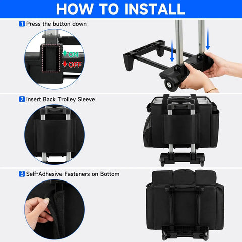 Installation steps for Pro Grade Large Rolling Cleaning Caddy Bag With Detachable Trolley And Shoulder Strap