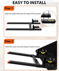 Heavy Duty Pallet Forks For Tractor Attachments And Skid Steer Loader Buckets, 6000 Lb Capacity, installation steps diagram