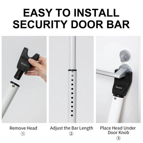 Door Security Bar Adjustable Door Stoppers Sliding Glass Door Security Bar 2 in 1 Heavy Duty Door Jammer for Home installation steps