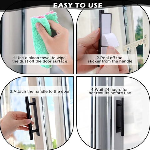 Installation steps for 2 Pack Self Adhesive Cabinet Handles And Drawer Pulls, ABS Plastic Push Peel And Stick Door Handles