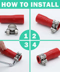 Installation guide for Stainless Steel T Bolt Hose Clamp Kit 32 Piece Set With Six Size Ranges, using socket wrench.