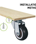 Installation method of 1.5 Inch Caster Wheels Set Of 4 Heavy Duty No Noise Swivel Top Plate Casters on wood board