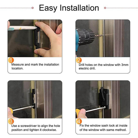 Protect family and home with this durable black window sash lock set for vertical and horizontal sliders; easy installation steps