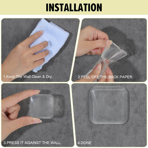 Installation steps for 12 Pack Clear Adhesive Door Stoppers Wall Protectors, 1.57 Inch Square Bumpers