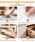 Steps to install 128 Pack Clear Rubber Cabinet Bumpers With Self Adhesive Silicone Pads for quiet soft close protection.