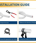 Installation guide for assorted spring hose clamps kit 6mm 7mm 9mm 10mm 11mm for automotive use, showing steps and tools.