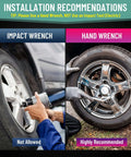 Installation of M14x1.5 Extended Lug Bolts with hand wrench recommended over impact wrench for safe use on X3 E83 and more.