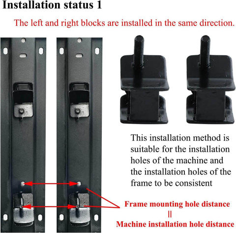 Installation status of anti vibration rubber mount set for open-frame generators, showing alignment of block holes and studs.