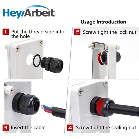 M25 Cable Gland 2 Hole Nylon Waterproof IP68 Adjustable Locknut installation steps on a panel