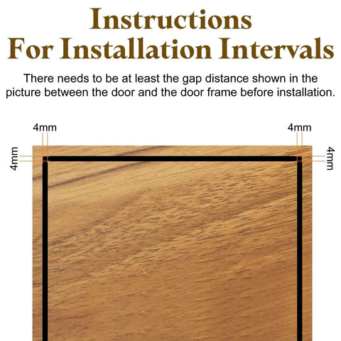 Installation instructions for Heavy Duty Pivot Door Hinge Set 40 x 18 mm Concealed Shaft With Bushing Kit showing 4mm gap requirement.