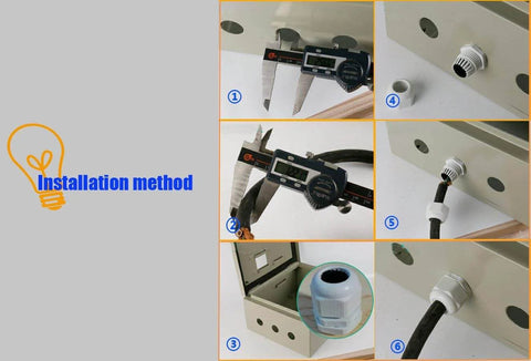 Installation method of IP68 Waterproof PG9 Cable Gland Joints With Gasket For 4-8mm Cable Adjustable Lock Nut Connector