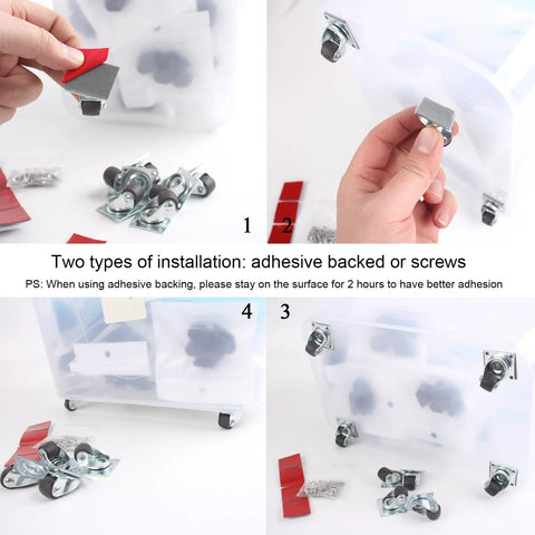 Installation steps for 0.5 Inch Mini Caster Wheels Set Of 8 Low Profile Swivel Plate Casters With No Noise Rubber Wheels For Furniture.