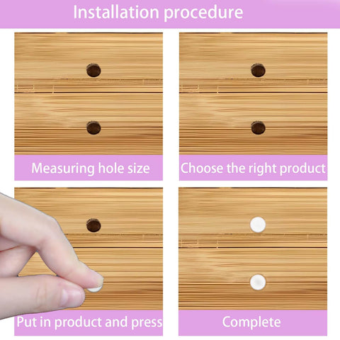 200 Pcs White 5 Millimeter Plastic Hole Plugs Flush Snap In Locking Round Hole Caps For Wardrobes Cupboards Cabinets Shelves And Bookcases Screw Covers installation steps