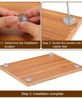 Installation of 20 Pack No Slip Rubber Feet Bumpers For Cutting Boards And Furniture; clear silicone caps with stainless screws on wood