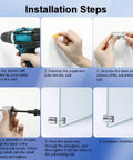 Installation steps for 24 Pcs 1 Inch By 1 Inch Standoff Screws For Acrylic And Glass Sign Mounting; tools and procedures shown.