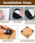 Installation steps for Adhesive Caster Wheels For Appliances, 360 Swivel Mini Rollers With Self Adhesive Tape on wood.