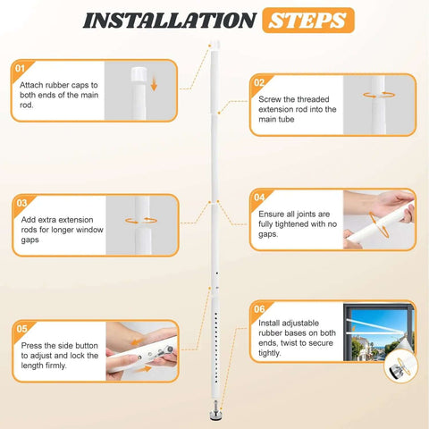 Installation steps for Heavy Duty Adjustable Sliding Door Security Bar For Home And Travel Anti Pry Door Stopper.