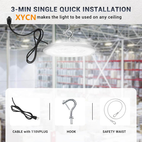 Installation of Ridiculously Bright 10 Pack 150W UFO LED High Bay Lights 6000K Daylight 120VAC IP66 Waterproof 21050LM