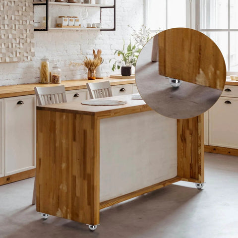 Wooden kitchen island with 20 Pack 1 Inch Roller Ball Transfer Bearings Carbon Steel Swivel Casters Two Hole Screw Mounted Units