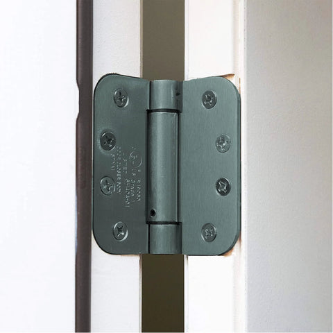Self Closing Slim Spring Hinges Four And A Half Inch By Four And A Half Inch Set Of 3 For Medium And Heavyweight Metal Or Wood Doors installed view