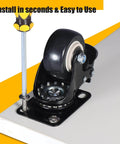 2 inch heavy duty caster wheels set of 4 rated 600 lb total silent swivel casters with locking brakes being installed on furniture