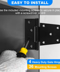 Heavy Duty Gate Hinges 3.5 inch 4 Pack Extra Thick Industrial T Hinges installed with screwdriver on wooden gate
