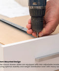Installing Five Pack 16 Inch Heavy Duty Center Mounted Bottom Drawer Slides With Quiet Ball Bearings on cabinet