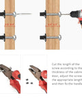 Installation guide showing Champagne Bronze Cabinet Knobs Set of Ten, One and One Quarter Inch Round Zinc Alloy Drawer Knobs being drilled.