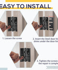 Installation process of 10 Pack Door Hinge Shims Stainless Steel With Durable Coated Finish For 4 Inch Hinge Shims Fits Most Common Door Hinges