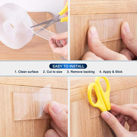 Steps to use Heavy Duty Double Sided Mounting Tape Clear Removable For Walls Carpets Rugs And Posters 9.84 Foot Long And 1.18 Inch Wide