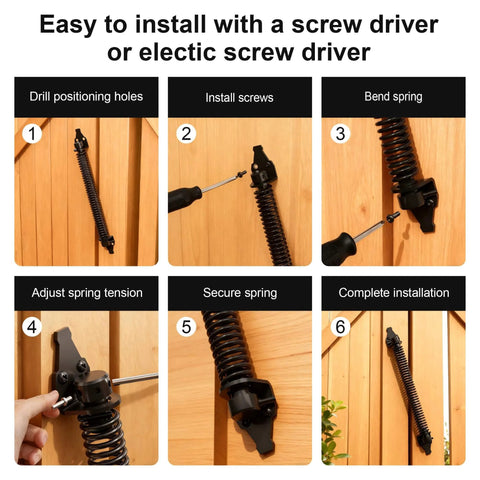 Step-by-step guide to install 14" Fence gate Spring self Closing and Adjustable for Wooden or Vinyl Fence, Carbon Steel, Black (gate spring-14)