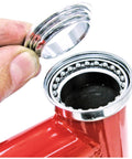 Installing Beefy Premium One And One Eighth Inch Headset Bearings Kit into bike frame, showcasing ball bearings and retainer
