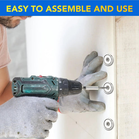 Installing heavy duty neodymium cup magnets 60 lbs holding power with countersunk holes and stainless screws on wooden surface