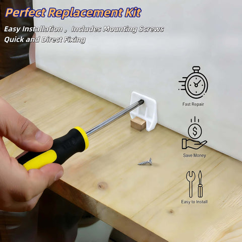 Screwdriver installing 12 Pack Plastic Drawer Guides Center Mount Rails And Brackets White Replacement Parts for Smooth Drawer Operation