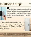 Installation steps for 3 Inch Shower Glass Door Handle For Frameless Sliding And Swing Doors, see hand placing handle