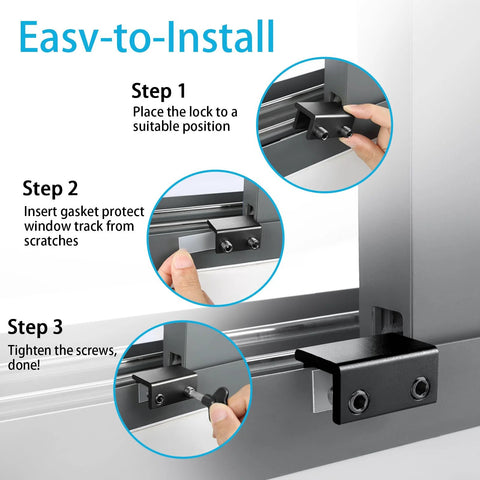 Installation guide for 4 Pack Sliding Window Locks with Key for Vertical and Horizontal Sliding Windows and Doors, Easy to Install.