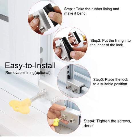 Four Sets Sliding Window Locks With Key For Vertical And Horizontal Sliding Windows Installation Guide