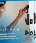 Smart WiFi Front Door Deadbolt With Built In WiFi App Control And Keyless Entry Unlock From Anywhere Through The Connected App Apple Watch Unlock Capability With HomeKit And Alexa Compatible Matte Black Finish Easy Install For Enhanced Security And showing installation process.