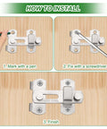 Installation steps for 2 Pack Flip Latch Gate Latch Set 3 Inch Stainless Steel Flip Sliding Barn Door Lock With Screws