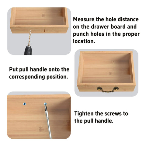 Step-by-step installation of Vintage Drop Bail Pull Handles Two Pack with 76mm Center Holes Zinc Alloy Cabinet Hardware.