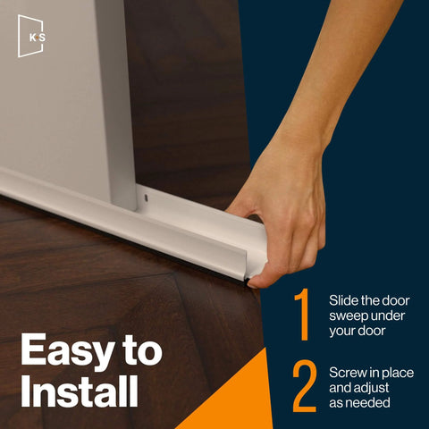 Installing Adjustable Double Bubble Door Sweep, Draft Stopper, Under Door Seal for Exterior Doors, 1 3/4" x 36", White