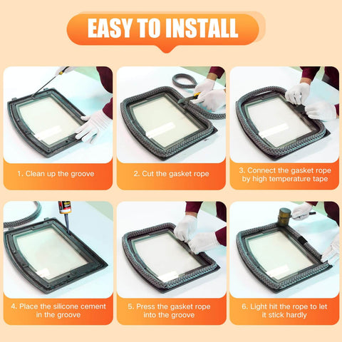Installation steps for Wood Stove Door Gasket Cement High Temp RTV Silicone Adhesive Up To 850F For Fiberglass Gasket Rope Seals