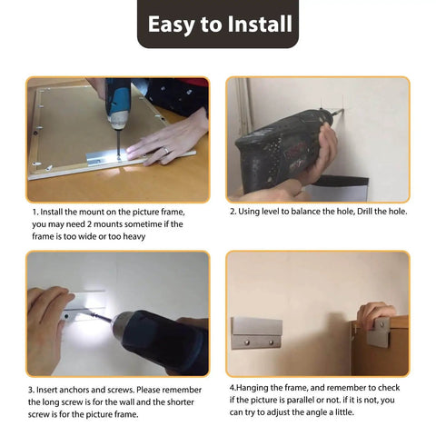 Installation of Heavy Duty Aluminum Z Hanger Wall Mount Kit For Picture Frames And Artwork With Hidden Bracket Clips French Cleat Style Hanging Hardware For Mirrors Cabinets Paintings Whiteboards Up To 60 Lbs 6 Inch Pack Of 3 Pairs