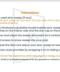 Installation instructions for Adjustable Double Bubble Door Sweep, Draft Stopper, Under Door Seal for Exterior Doors, 1 3/4" x 36", White (36 inch).