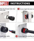 Instruction steps for installing 20 Pack PG13.5 Waterproof Nylon Cable Glands Adjustable 6 To 12mm With Gaskets For Indoor Outdoor Use Black IP68 Sealed Joints.